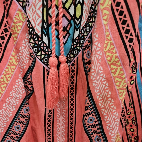 Ocean Drive Orange Smocked Mini Dress Sz M - Picture 5 of 9